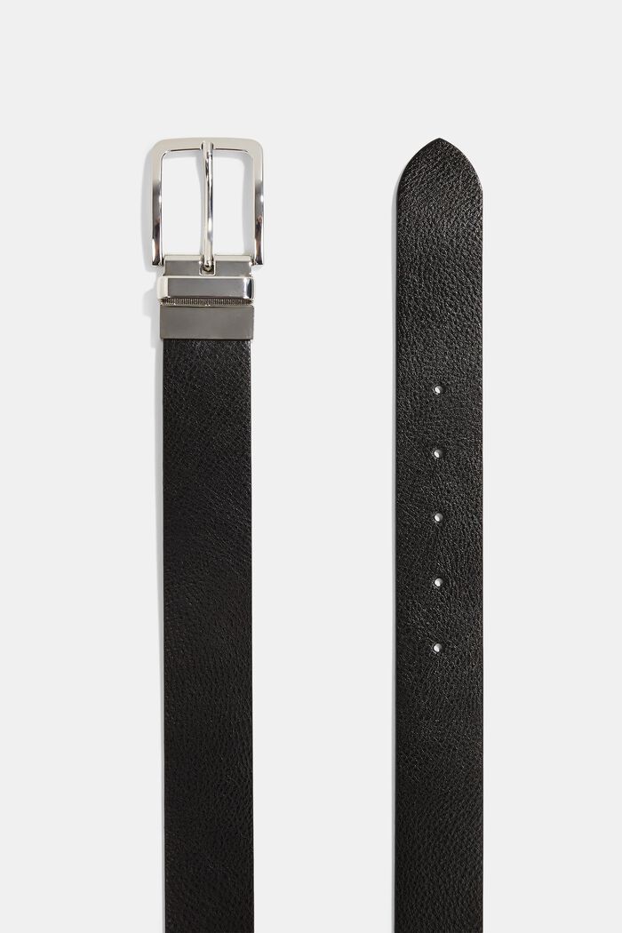 Cintura in pelle con fibbia in metallo, BLACK, detail image number 1