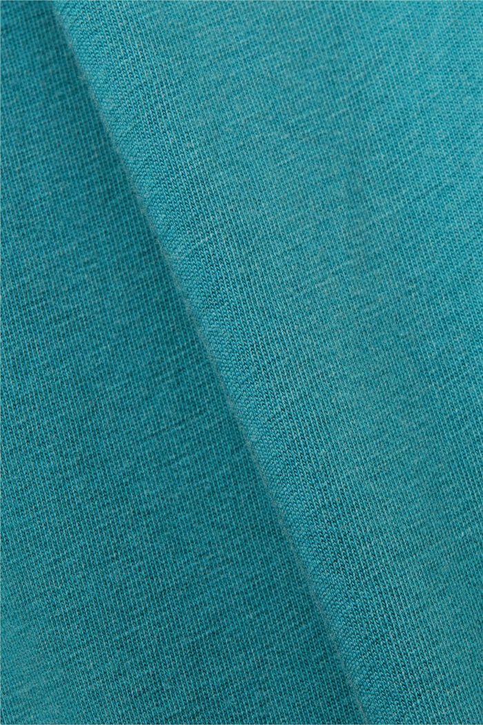T-shirt in jersey tinta in capo, 100% cotone, TEAL BLUE, detail image number 4