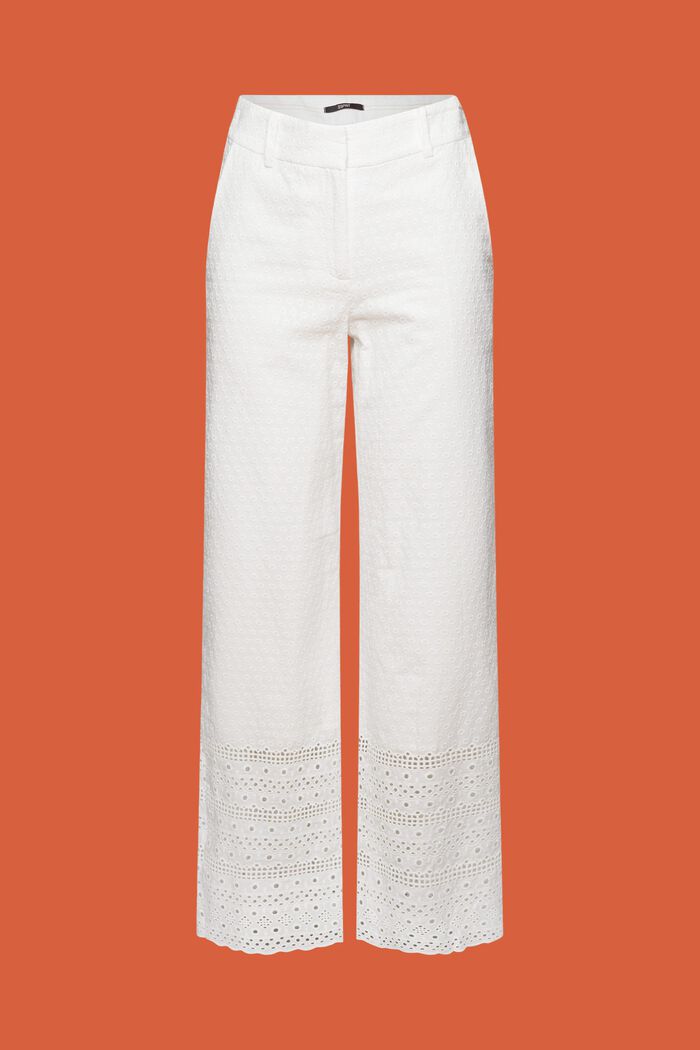 Pantaloni ricamati, 100% cotone, WHITE, detail image number 7
