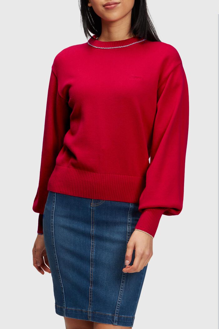 Pullover con maniche a sbuffo, con cashmere, RED, detail image number 0