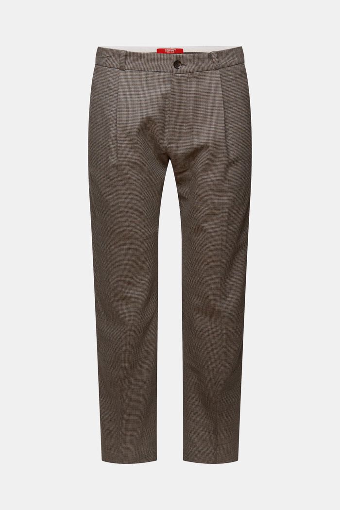 Pantaloni in lana pied de poule, BROWN GREY, detail image number 7