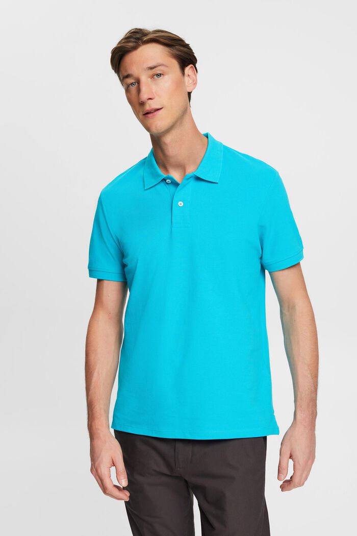 Camicia polo slim fit, AQUA GREEN, detail image number 0