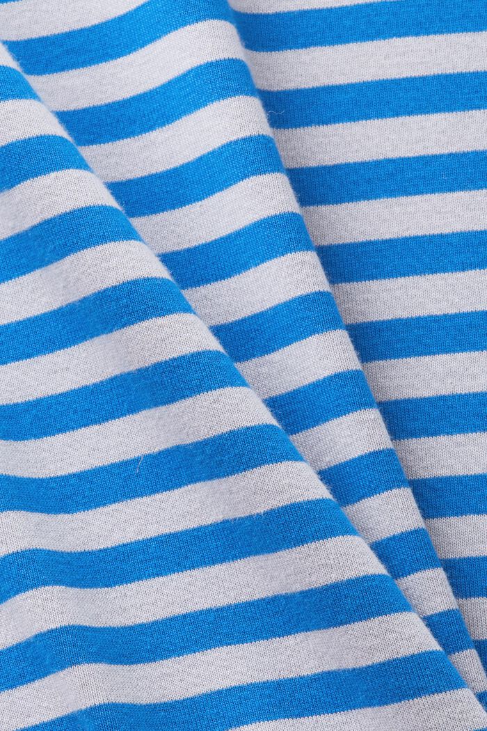 T-shirt in cotone a righe con stampa del logo, LIGHT BLUE LAVENDER, detail image number 5