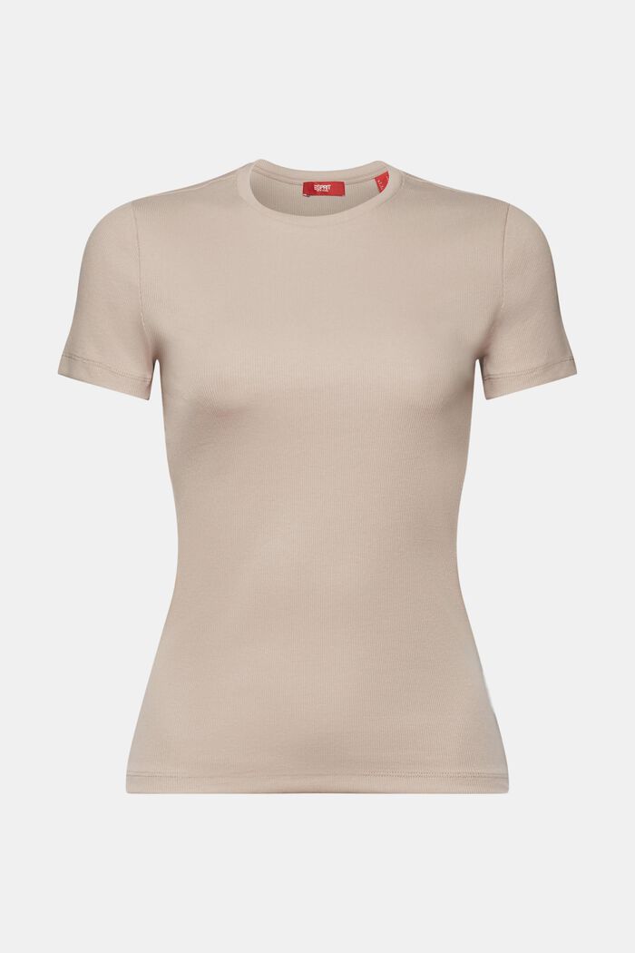 T-shirt girocollo in jersey di cotone, LIGHT TAUPE, detail image number 6