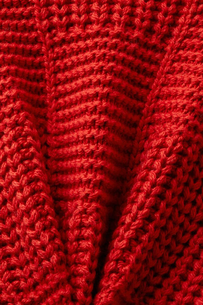 Maglione a collo sciallato in maglia larga, DARK RED, detail image number 5