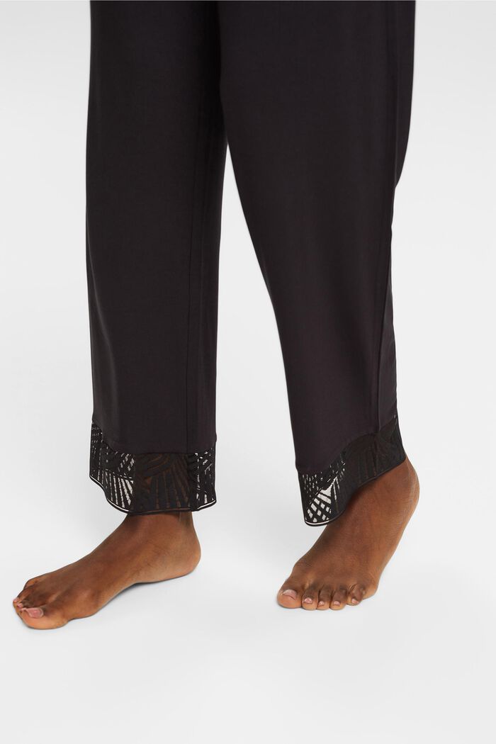 Pantaloni da pigiama con pizzo, LENZING™ ECOVERO™, BLACK, detail image number 4