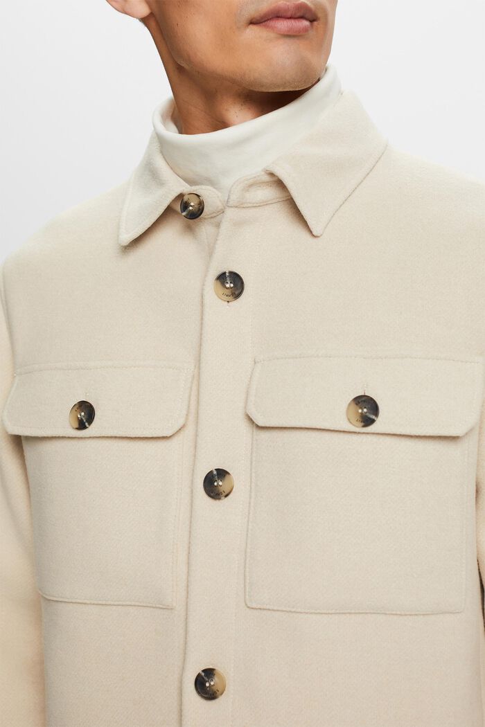 Camicia in misto lana spazzolato, OFF WHITE, detail image number 2