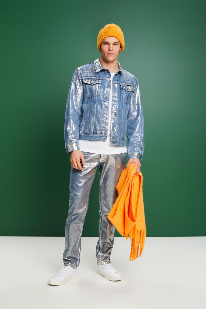 Giacca di jeans metallizzata, GREY RINSE, detail image number 0