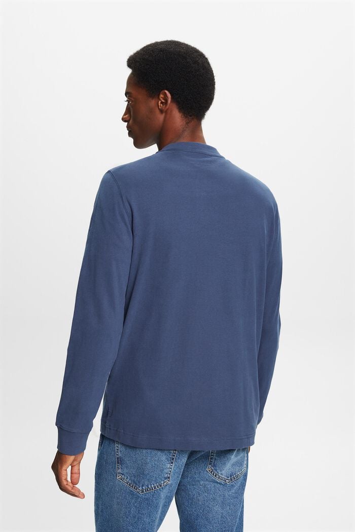 Maglia a serafino jersey di cotone lavato, GREY BLUE, detail image number 3