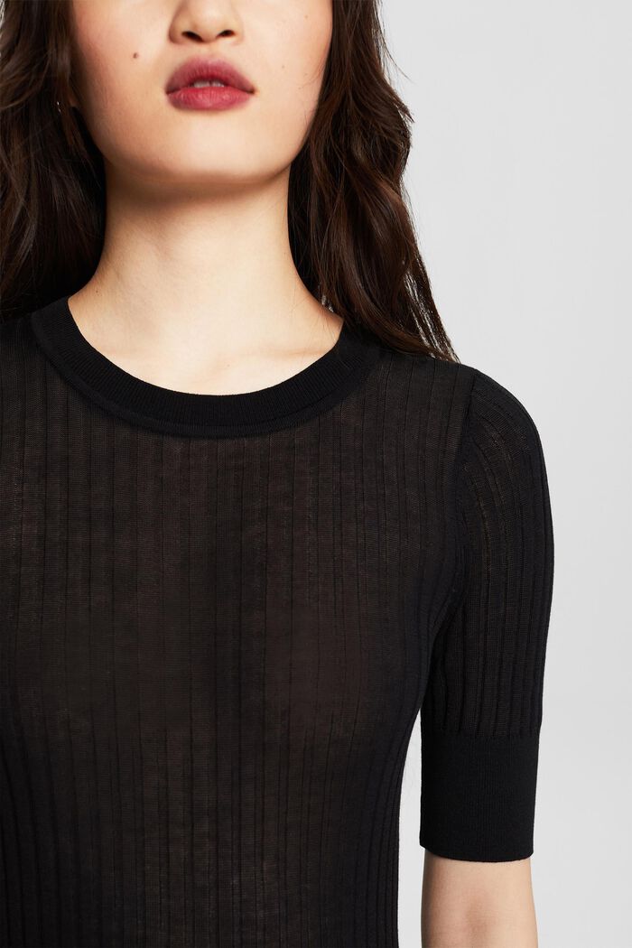 Pullover in maglia a coste, BLACK, detail image number 3