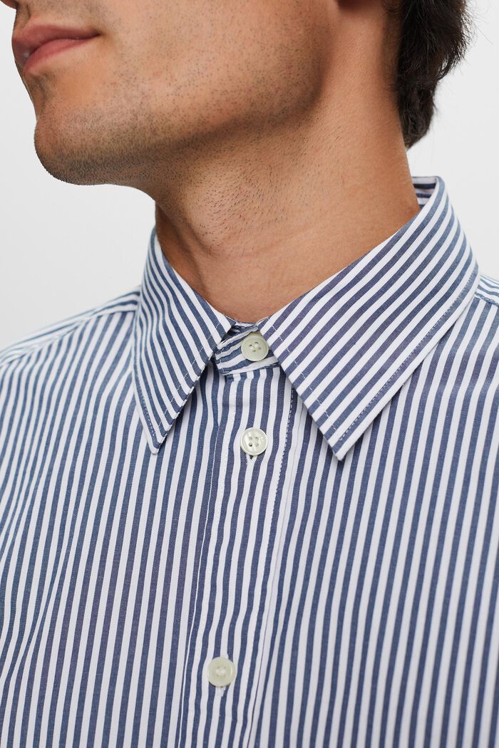 Camicia a righe in popeline di cotone, GREY BLUE, detail image number 1