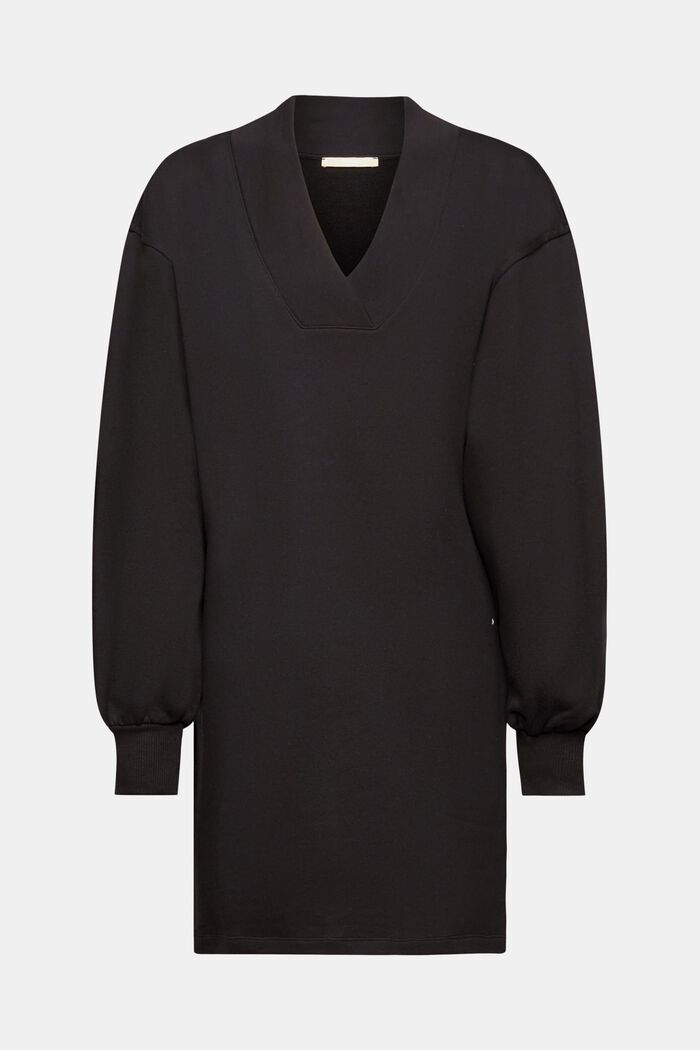 Mini abito in felpa con scollo a V, BLACK, detail image number 6