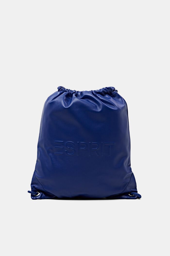Zaino in pelle con coulisse e logo, BRIGHT BLUE, detail image number 0