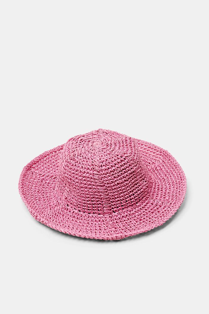 Cappello in paglia a uncinetto, PINK, detail image number 0