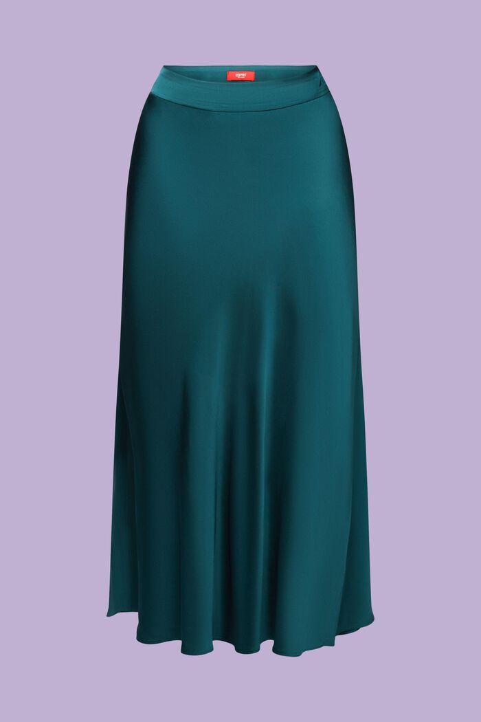 Gonna midi in raso, EMERALD GREEN, detail image number 5