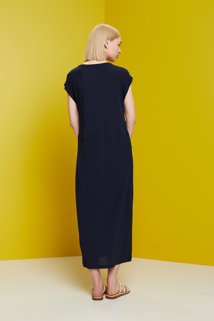 Abito midi in crêpe con coulisse, NAVY, detail image number 3