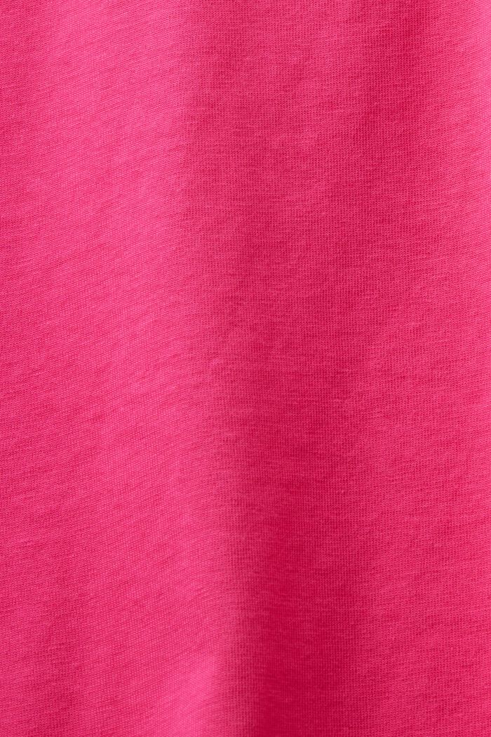 T-shirt girocollo in cotone, PINK FUCHSIA, detail image number 4