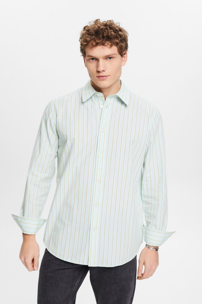 Camicia a righe in cotone, LIGHT AQUA GREEN, detail image number 0
