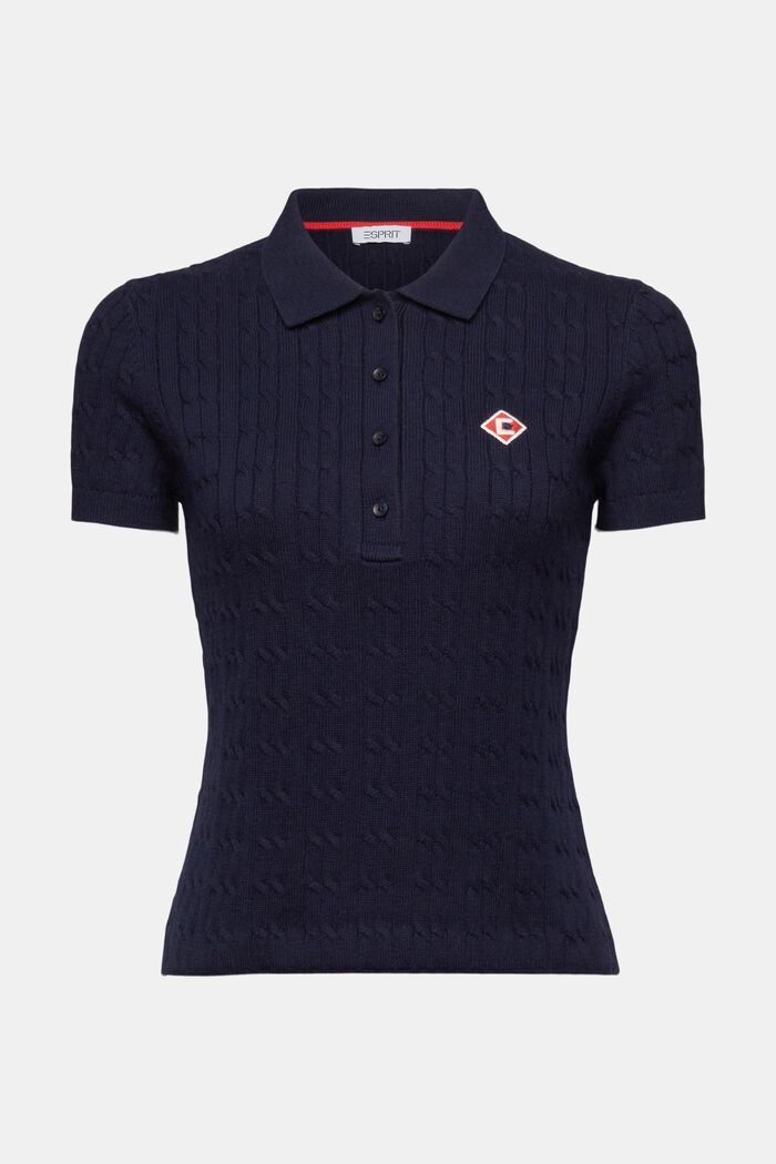 Polo a maglia a treccia, NAVY, detail image number 5