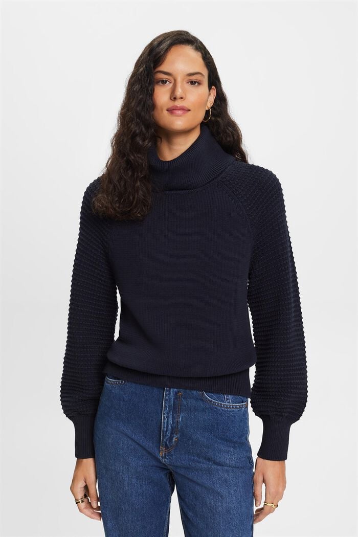 Pullover dolcevita in cotone, NAVY, detail image number 2