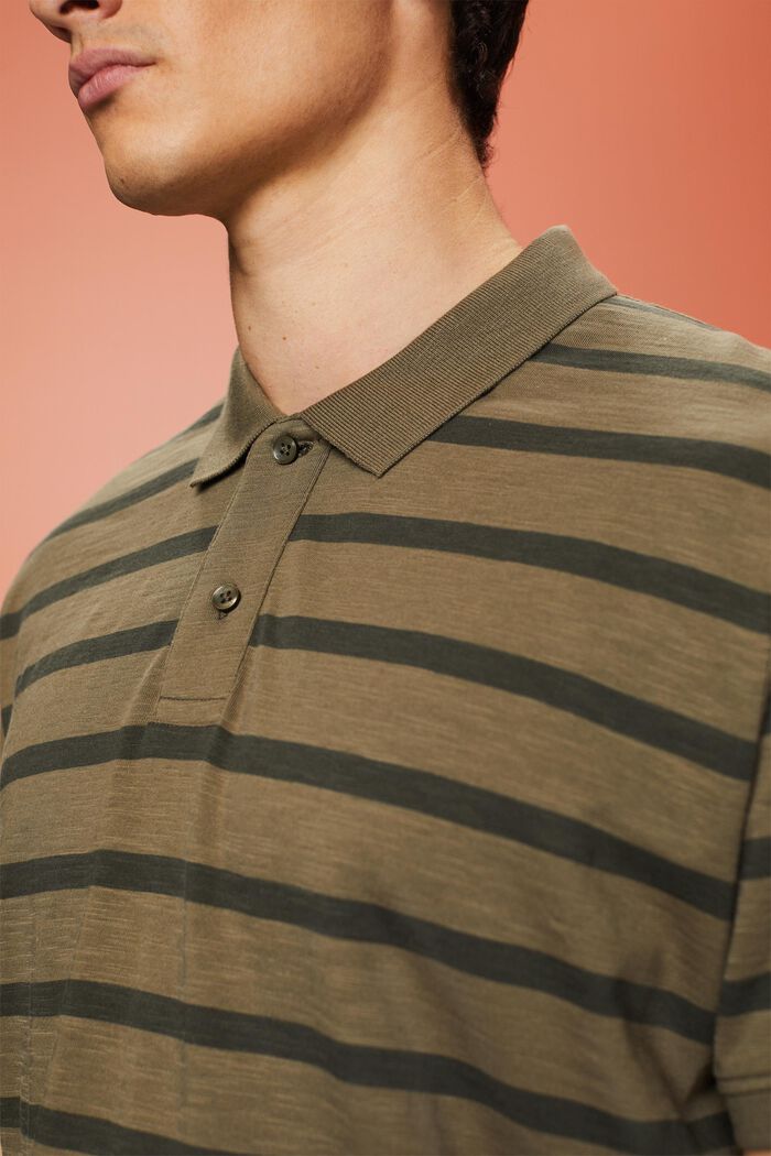 Polo in cotone a righe, KHAKI GREEN, detail image number 2