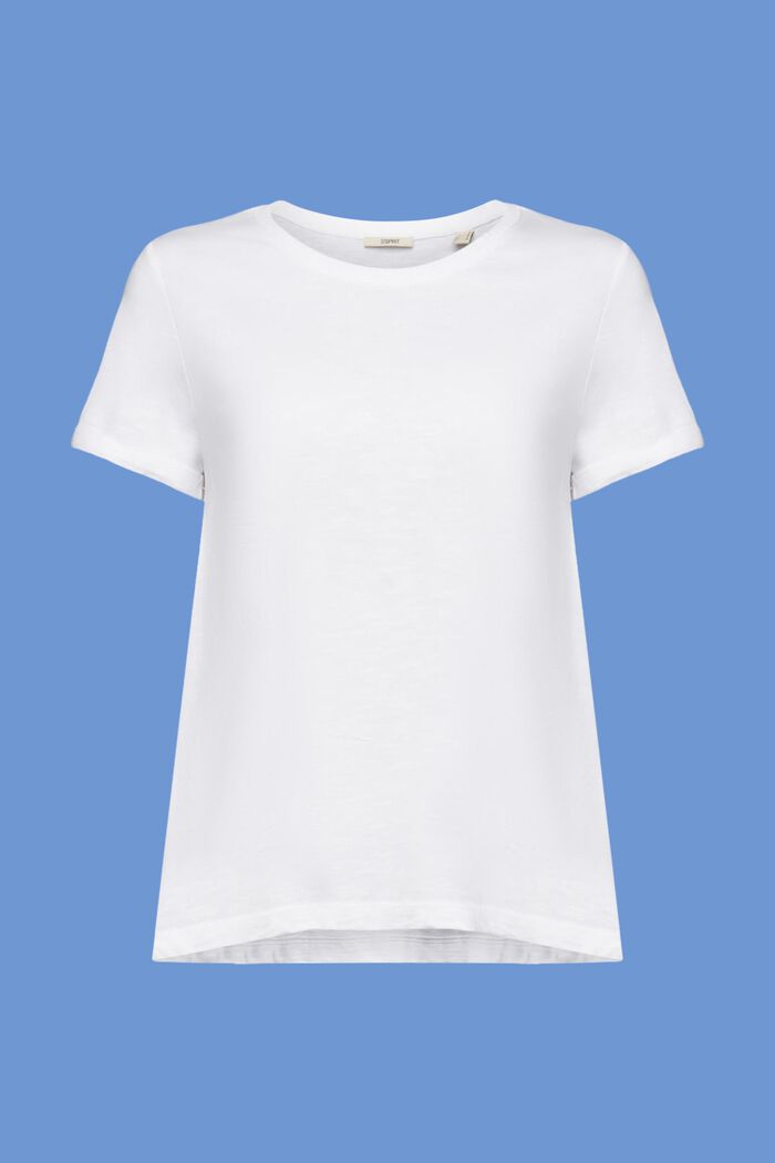 Maglietta basic con girocollo, 100% cotone, WHITE, detail image number 6