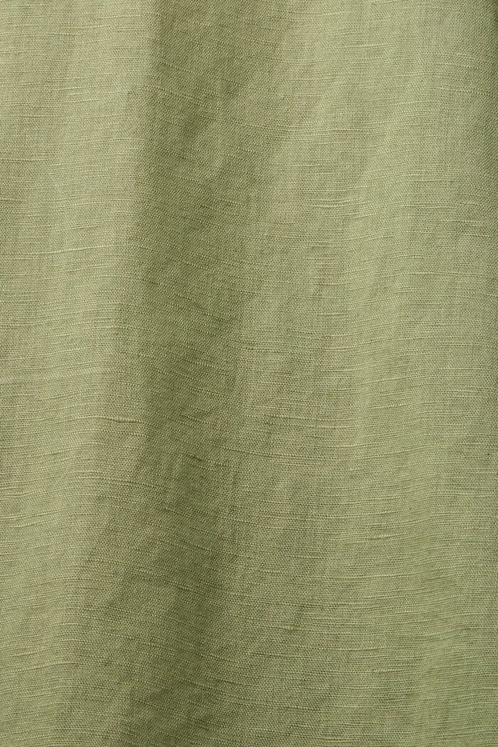Camicia a manica corta in misto lino e cotone, LIGHT KHAKI, detail image number 6