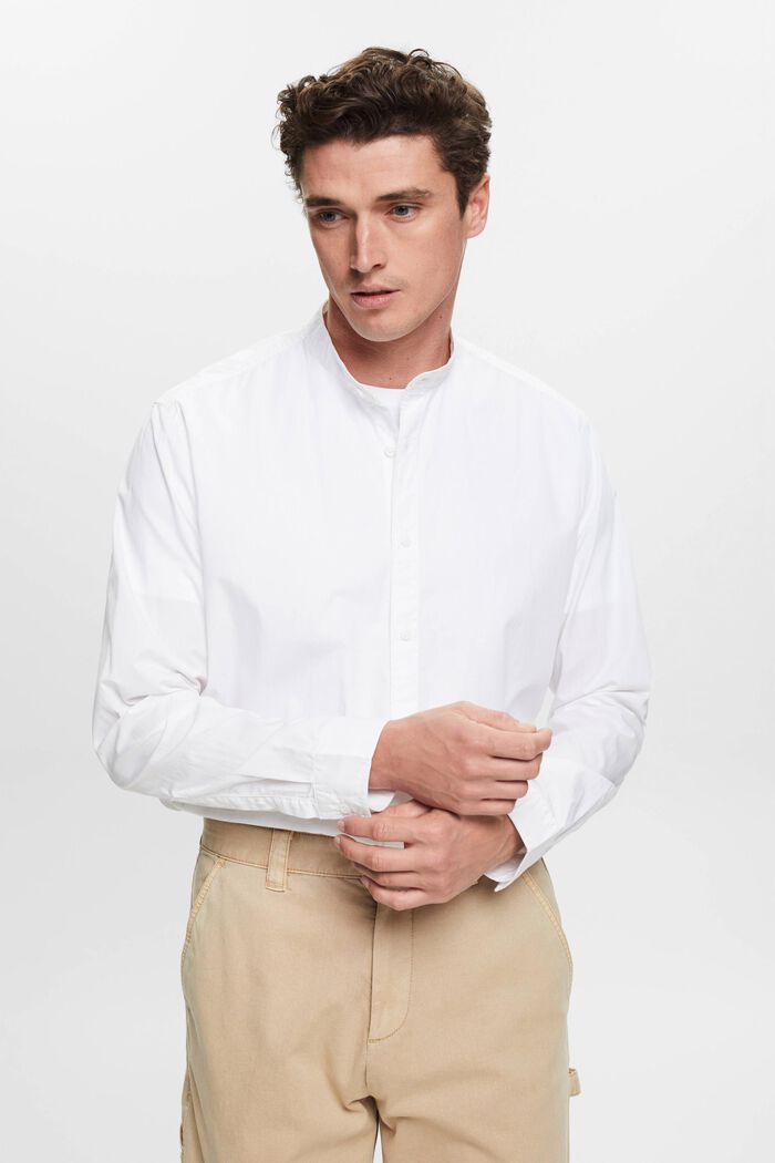 Camicia con colletto alto, WHITE, detail image number 0