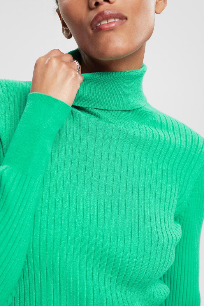 Pullover dolcevita in maglia a coste, LIGHT GREEN, detail image number 2