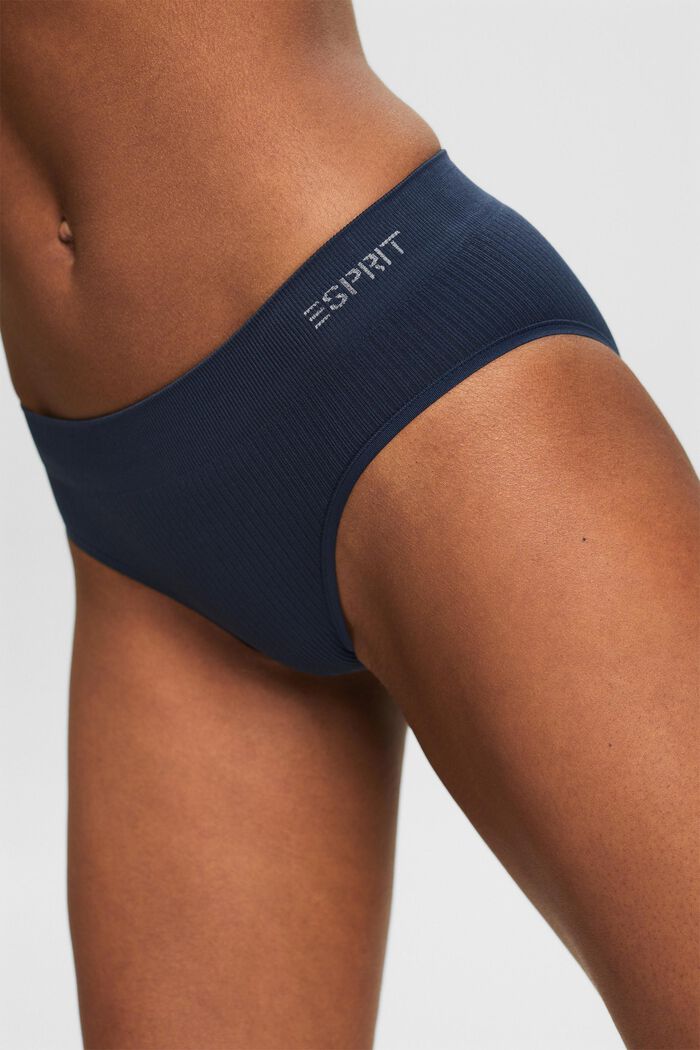 Shorts in microfibra a coste senza cuciture, NAVY, detail image number 2
