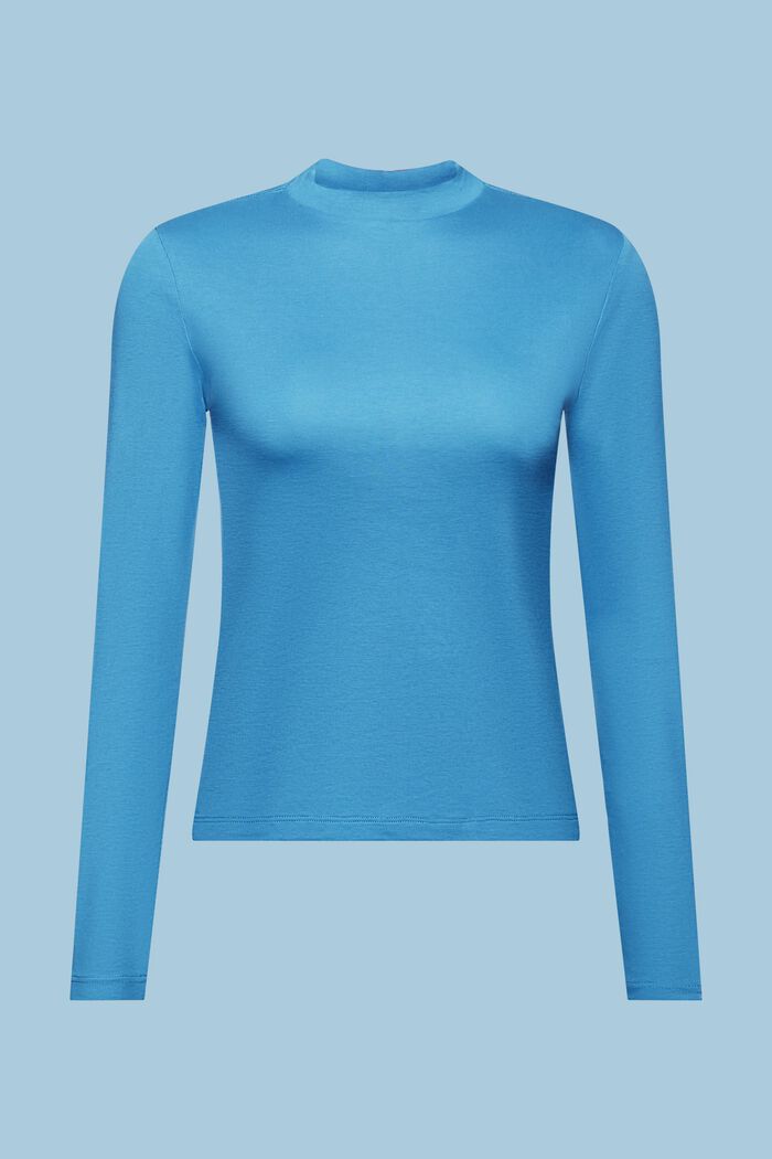 Top a maniche lunghe in jersey di cotone, BLUE, detail image number 6