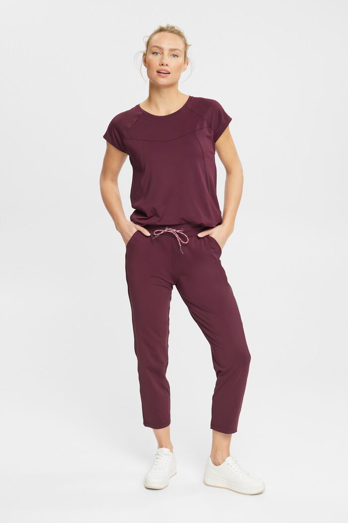 Pantaloni cropped stile jogging in jersey con E-DRY, BORDEAUX RED, detail image number 5