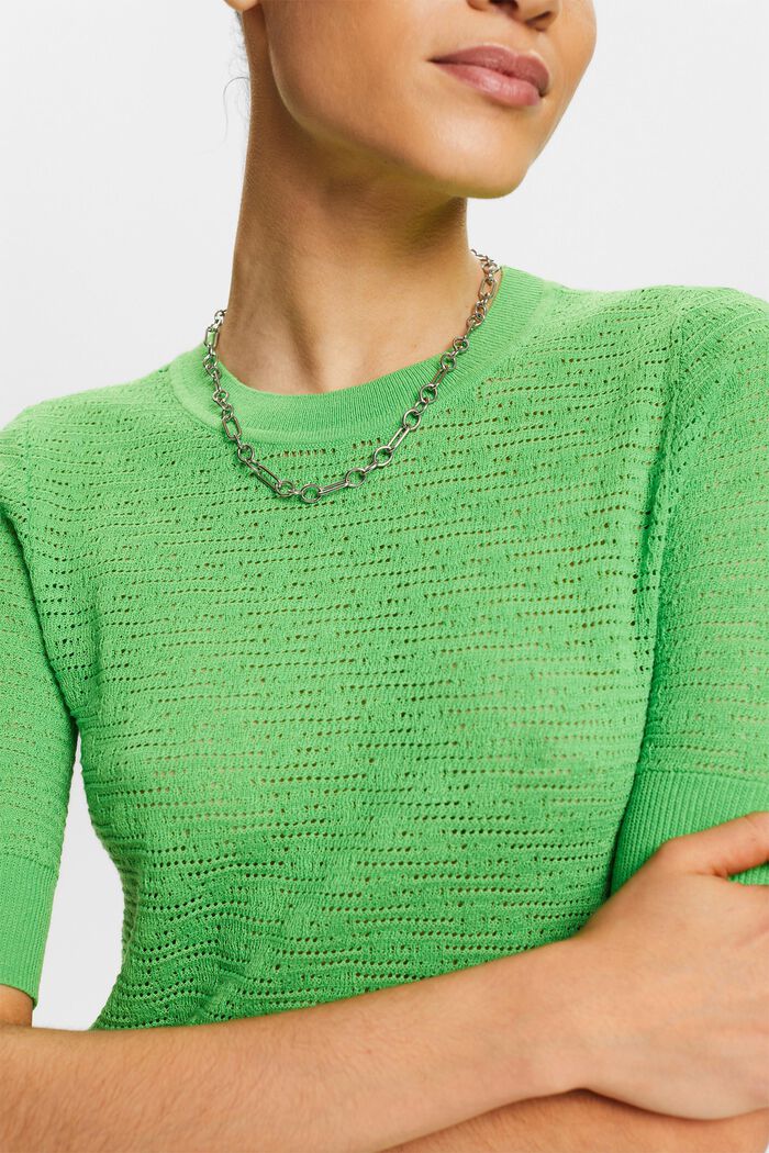 Pullover pointelle a manica corta, CITRUS GREEN, detail image number 3