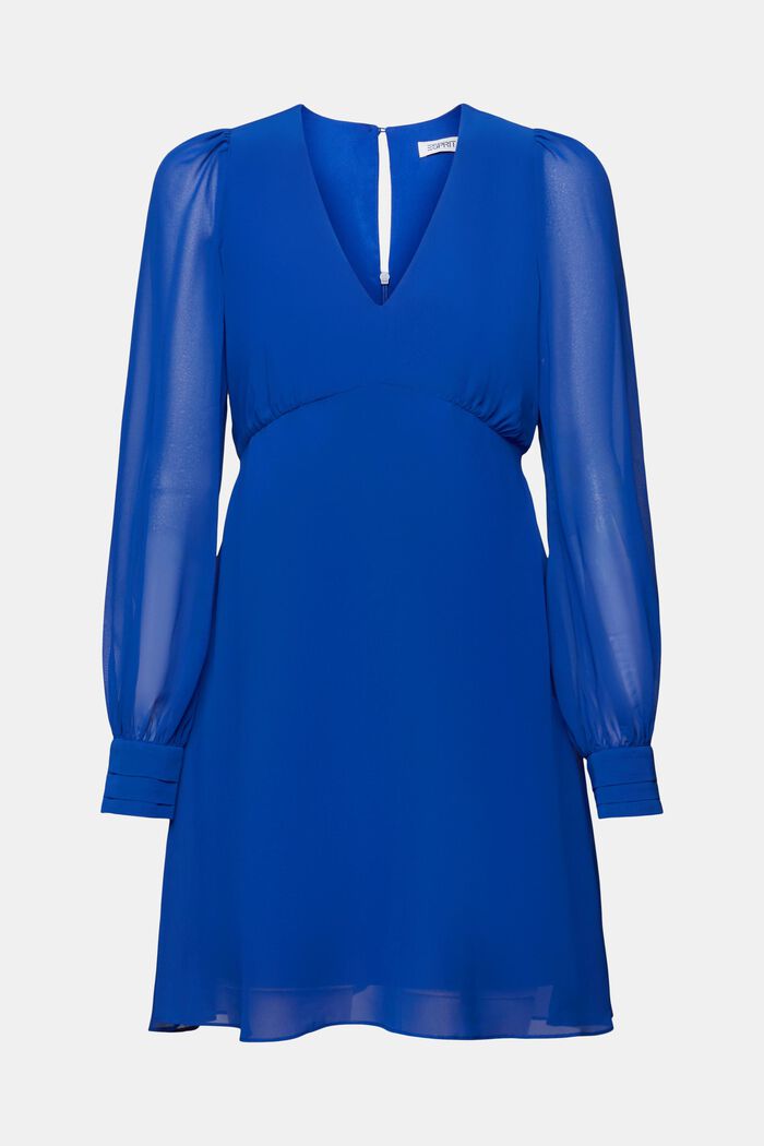 Mini abito in chiffon con scollo a V, BRIGHT BLUE, detail image number 6