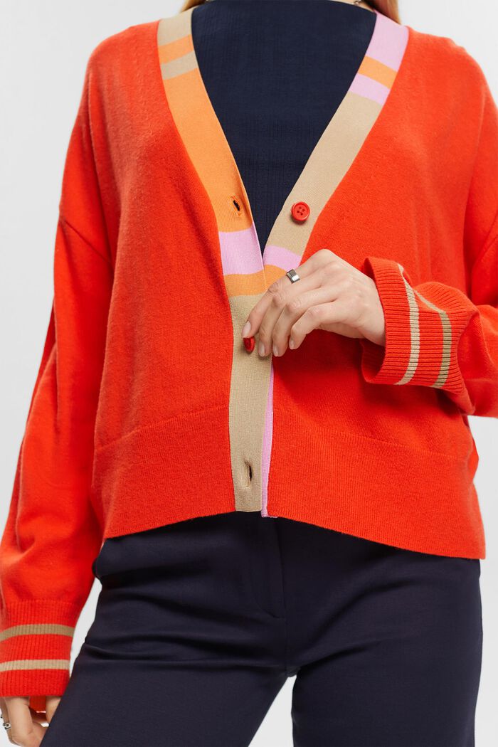 Cardigan con scollo a V, ORANGE RED, detail image number 2