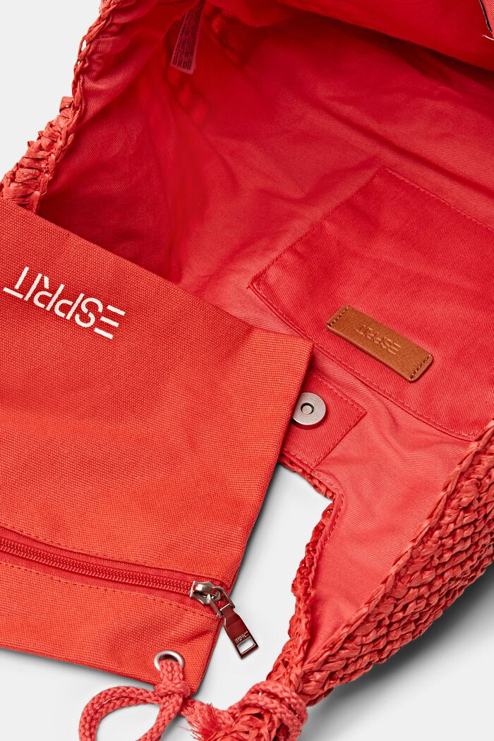 Tote bag in paglia intrecciata, ORANGE RED, detail image number 3