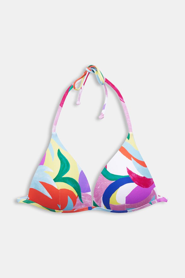 In materiale riciclato: top da bikini con motivo colorato, VIOLET, overview
