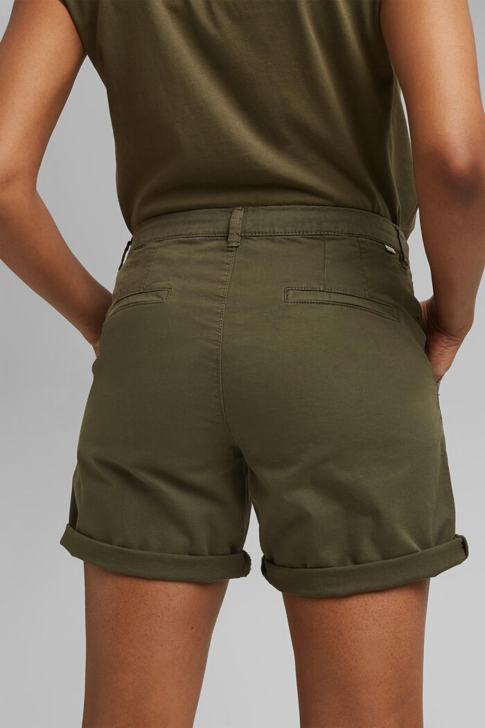 Shorts chino in cotone Pima biologico stretch, KHAKI GREEN, detail image number 5