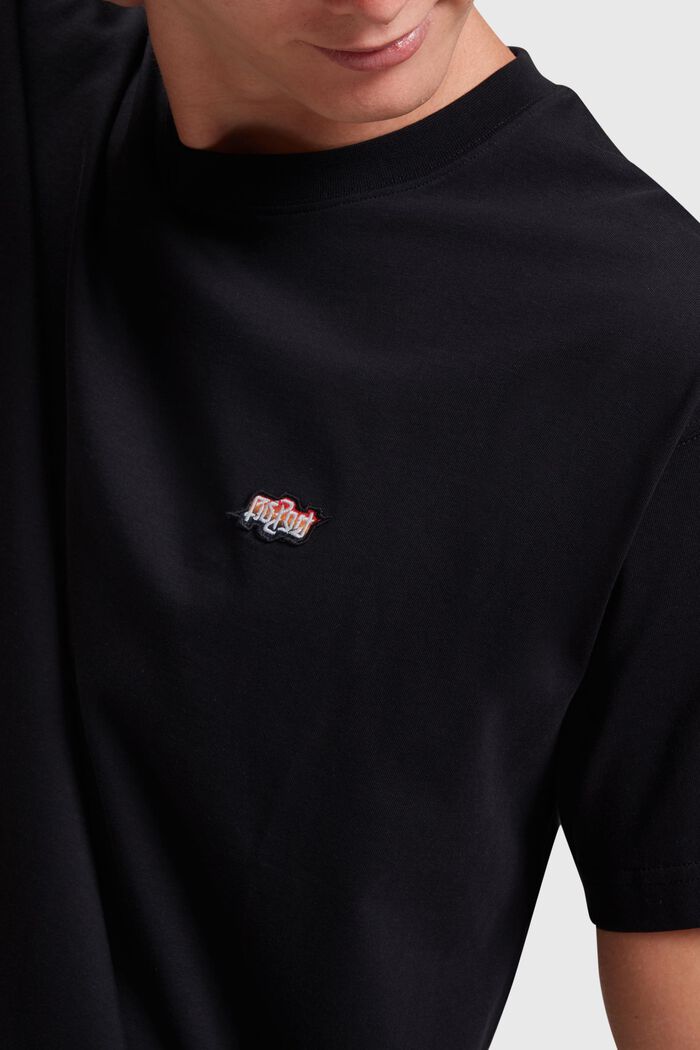 T-shirt con logo AMBIGRAM ricamato sul petto, BLACK, detail image number 3