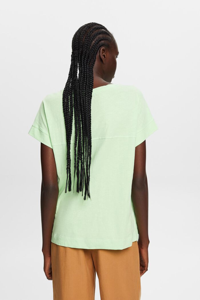 T-shirt in cotone con scollo a V, CITRUS GREEN, detail image number 3