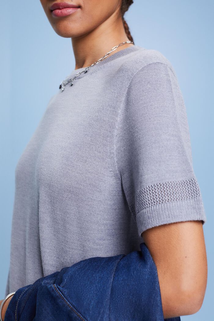 Pullover in lana a maniche corte, LIGHT GREY, detail image number 2