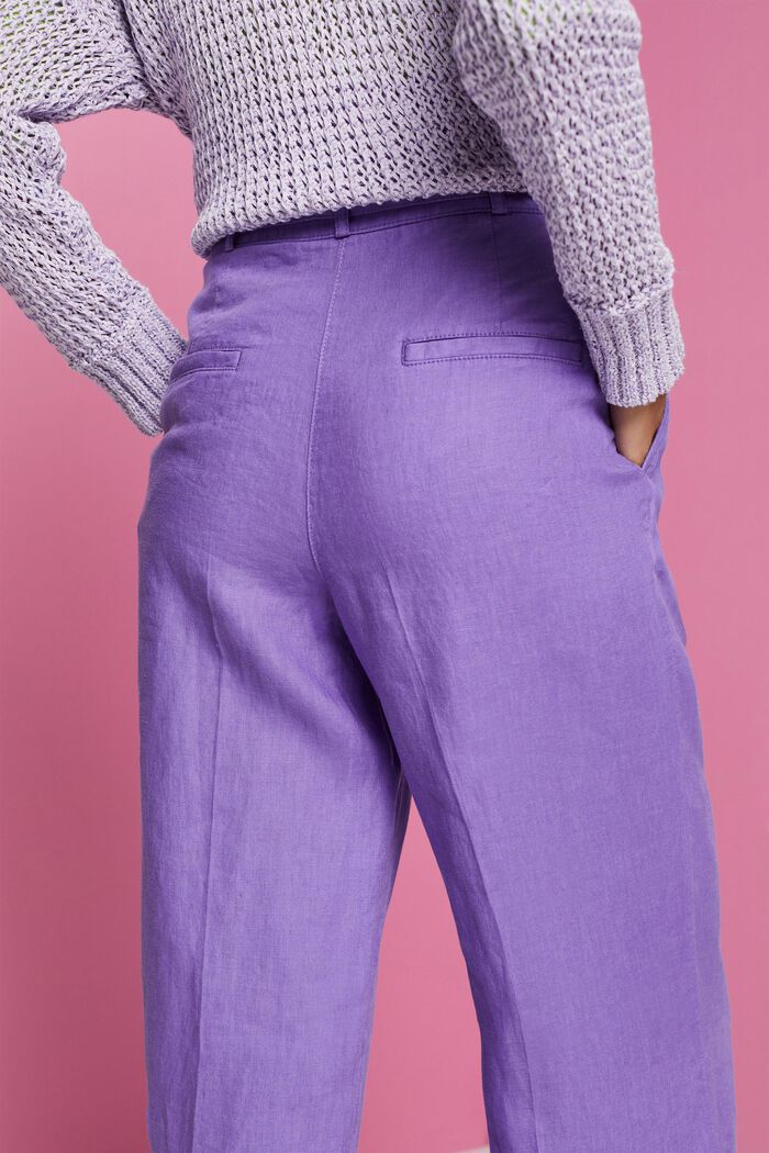 Pantaloni in lino a gamba larga, PURPLE, detail image number 2
