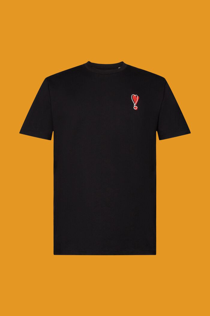 T-shirt in cotone sostenibile con motivo a cuore, BLACK, detail image number 6