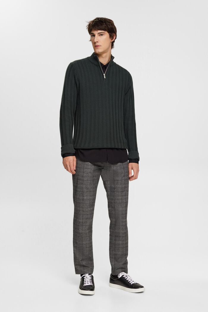 Pullover in maglia larga con zip di media lunghezza, DARK TEAL GREEN, detail image number 4