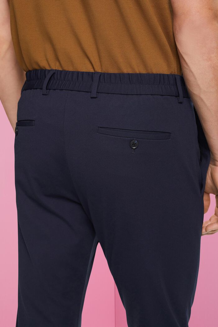 Pantaloni da completo in jersey di cotone piqué, NAVY, detail image number 4