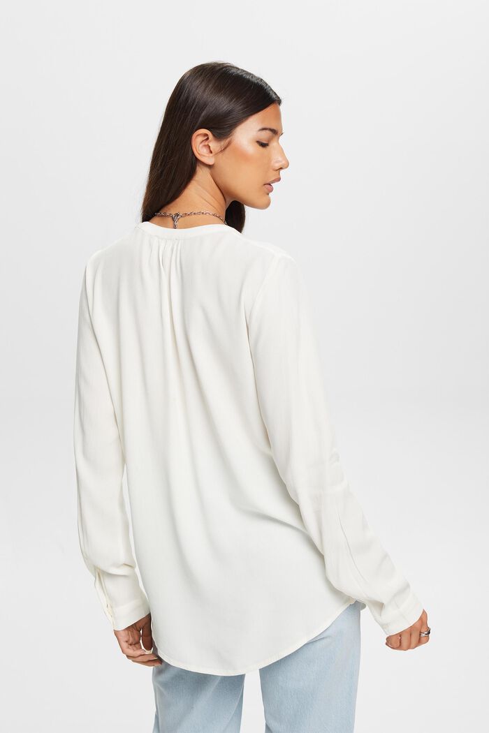Blusa basic con scollo a V, OFF WHITE, detail image number 3