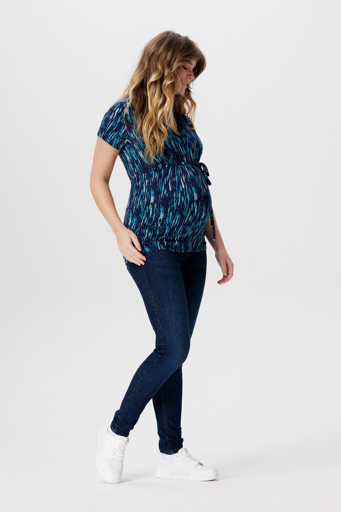 MATERNITY Top stretch stampato, DARK NAVY, detail image number 1