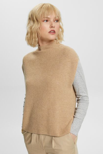 Gilet in maglia a coste in misto lana