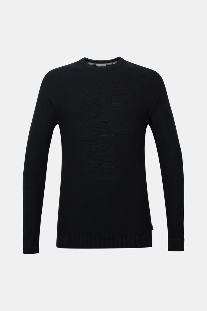 Pullover in piqué, 100% cotone, BLACK, detail image number 0