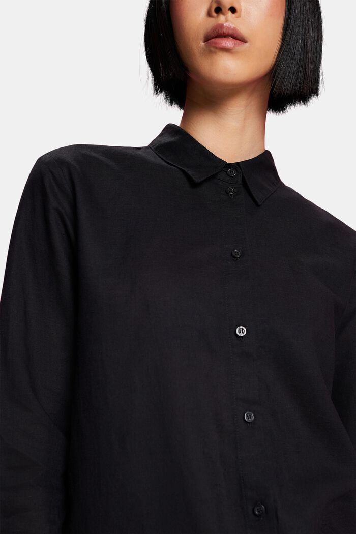Camicia in lino e cotone, BLACK, detail image number 2